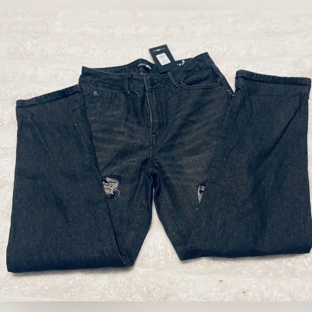 Fashion Nova Black Distressed Straight Leg 🌷Jeans